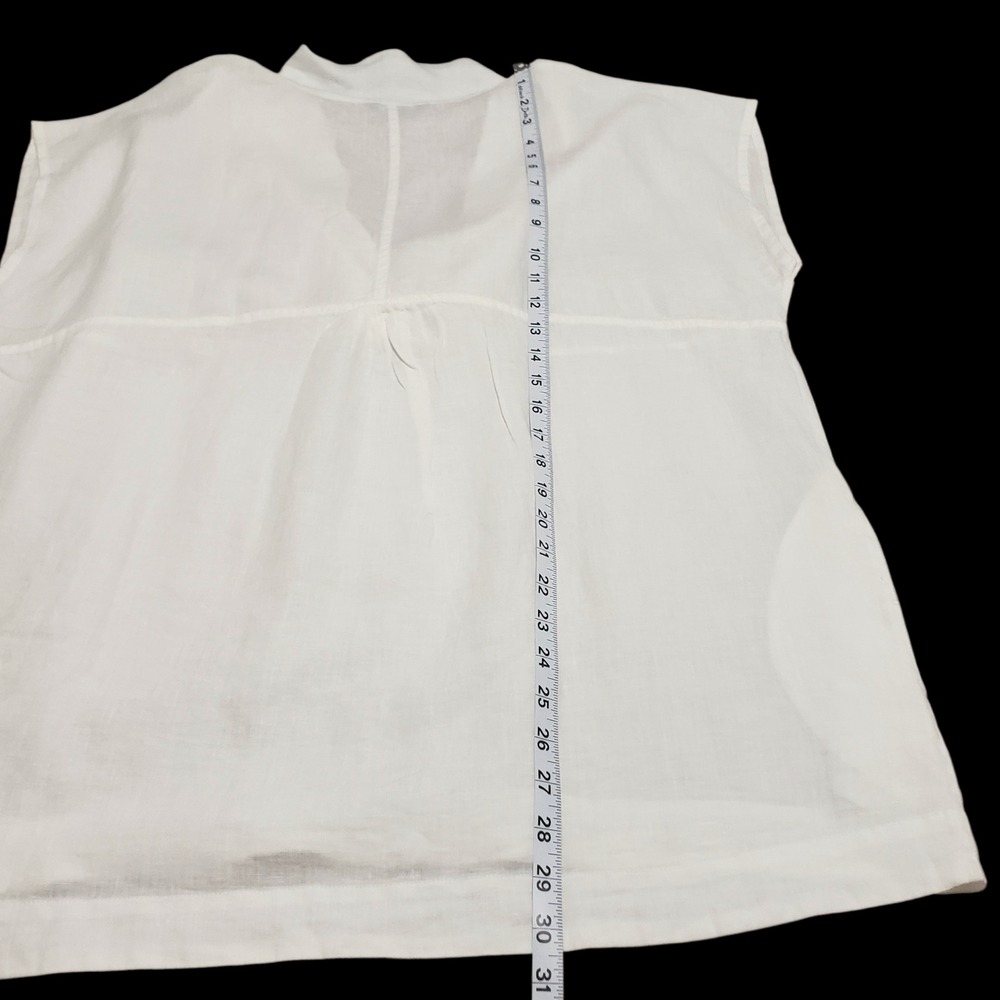 Lands End White 100% Linen V-Neck Tunic Coverup Top Womens Large 14-16 - Picture 11 of 11